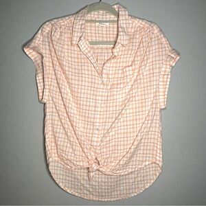 JOPNA Gingham Peach 🍑 Seersucker Daily Shirt SZ/Lg 60% Cotton